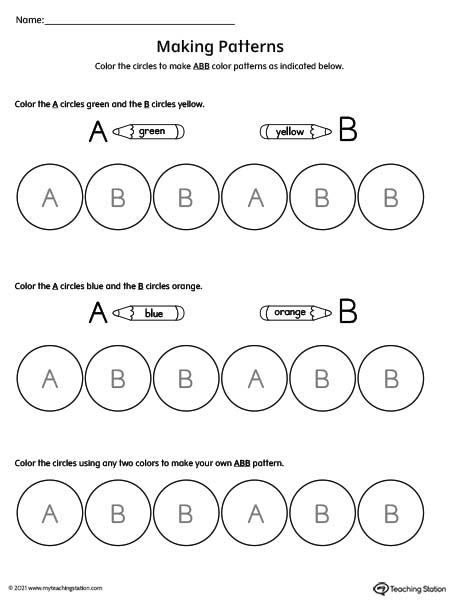 kindergarten patterns printable worksheets myteachingstation com