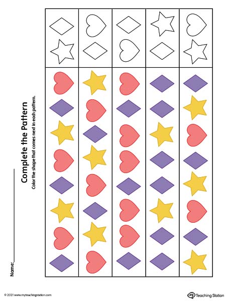 Pattern Worksheets for Kids (Color)