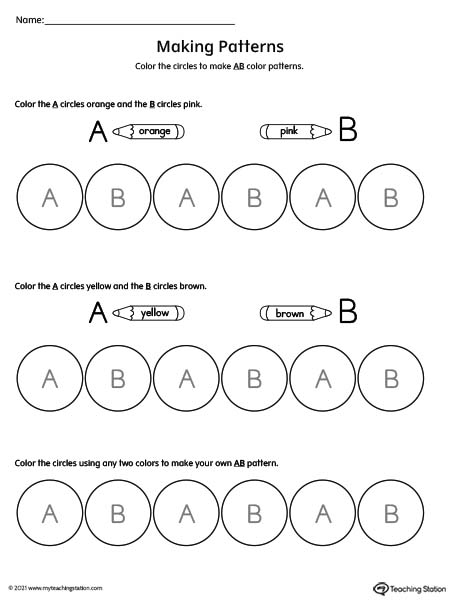 Preschool Pattern Worksheet: Letters and Circles