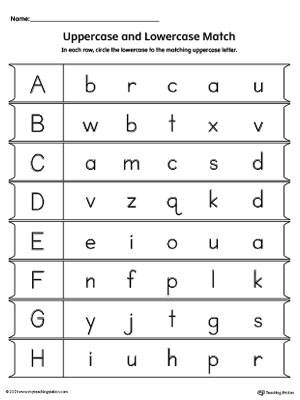 FREE* Match Uppercase to Lowercase Letter A-B-C-D-E-F-G-H |  MyTeachingStation.com