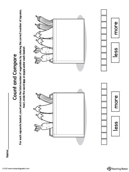 More Or Less Printable Worksheets Fork Indergarden