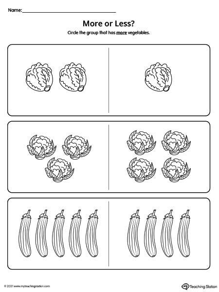 More or Less Worksheet? Comparing Groups