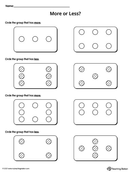 More or Less Counting Worksheet
