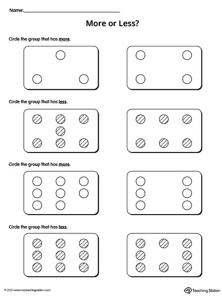 More and Less Counting Worksheet