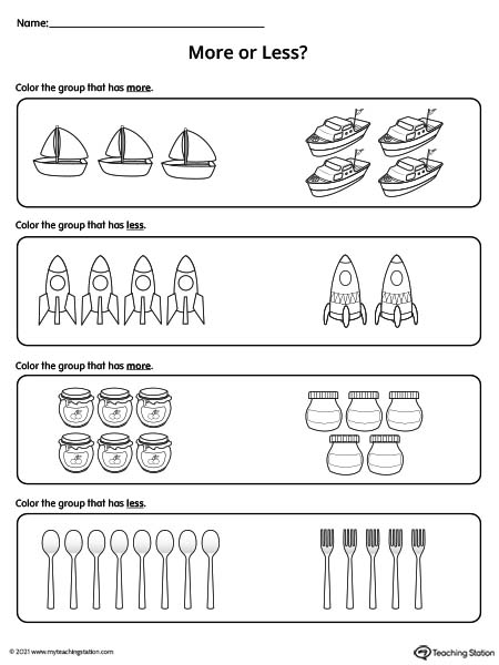 More or Less Worksheet | MyTeachingStation.com