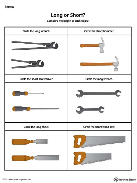 Long or Short Worksheet (Color)