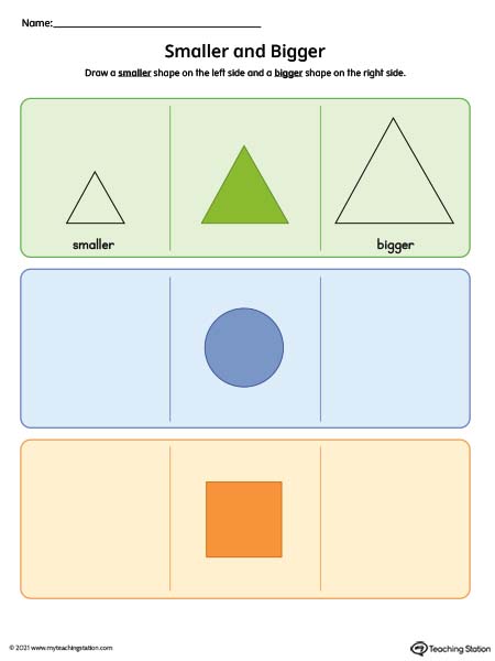 Smaller and Bigger Worksheet (Color)