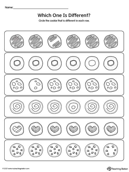 Preschool and kindergarten which one is different worksheets.