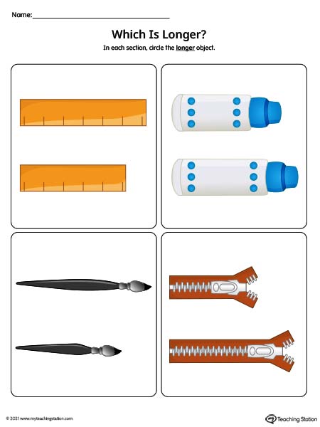Which one is longer preschool math printable worksheet.