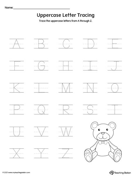 Alphabet Uppercase Letter Tracing A-Z Worksheet