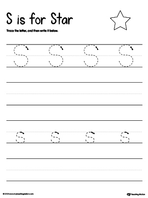 Practice writing uppercase and lowercase alphabet letter S in this printable worksheet.