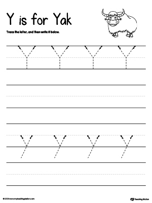 free tracing and writing the letter y myteachingstation com